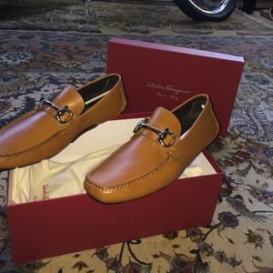 Salvatore Ferragamo hazelnut calf loafers